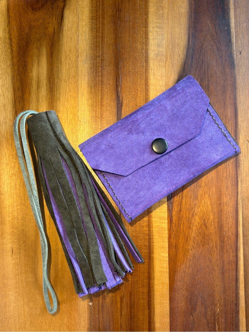 Handmade Leather Card Holder and Tassel Set